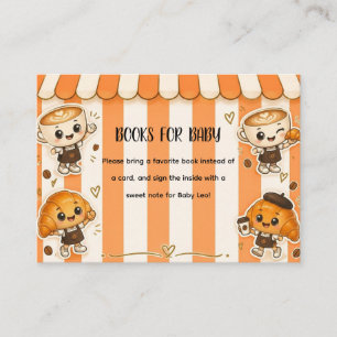 Tarjeta De Recepción Dulce Desayuno Kawaii de Café y Croissant Naranja