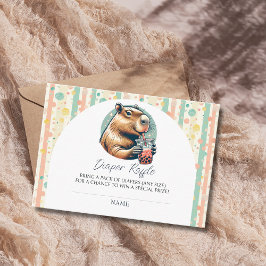 Tarjeta De Recepción Dulce Fiesta de Bebé de Carpincho Divertido Rayado