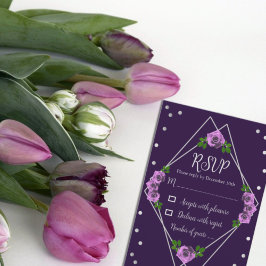 Tarjeta De Recepción Dulce Geométrico Morado Rosa Plata 16 RSVP