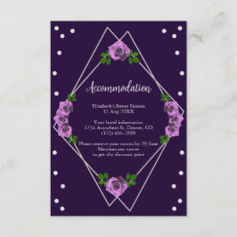 Tarjeta De Recepción Dulce geométrico morado Rosa plateado 16