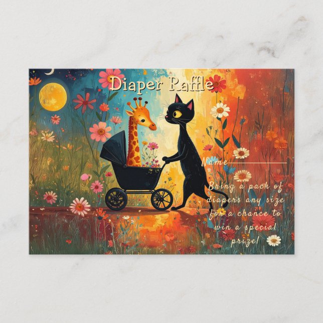 Tarjeta De Recepción Dulce Giraffe de Gato Baby Shower (Anverso)