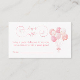 Tarjeta De Recepción Dulce globos rosados Baby Shower Diaper Raffle