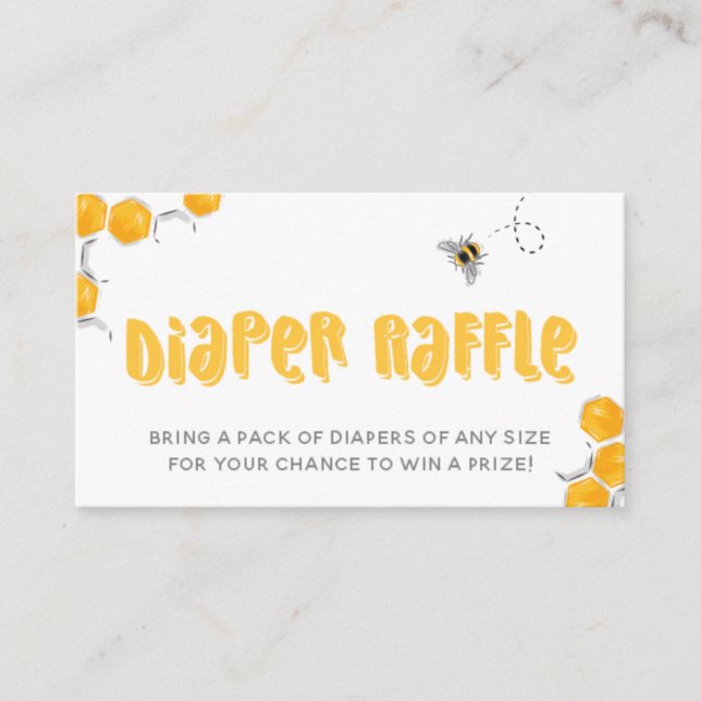 Tarjeta De Recepción Dulce Honey Bee Baby Shower Diaper Raffle Card (Anverso)