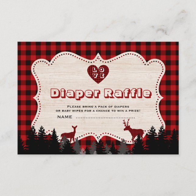 Tarjeta De Recepción Dulce Lumberjack Baby Shower Diaper Raffle (Anverso)