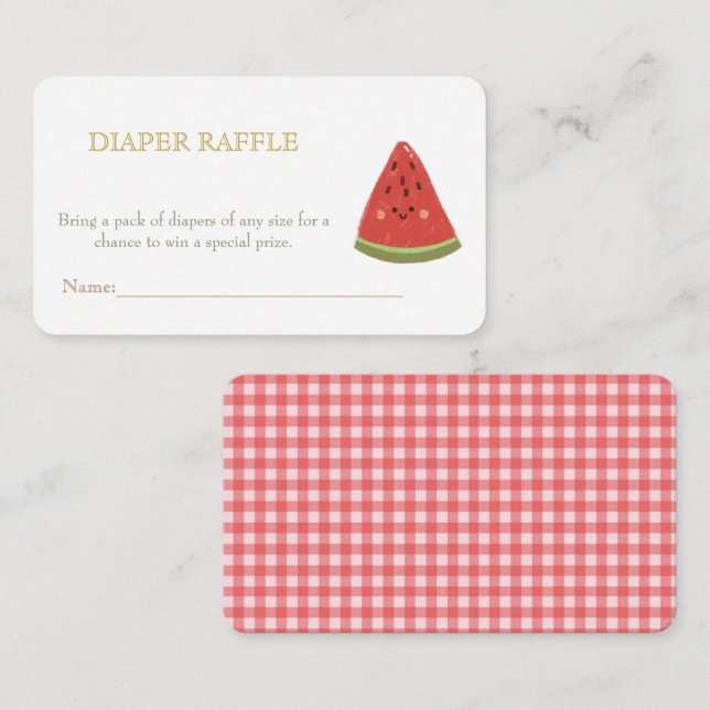 Tarjeta De Recepción Dulce Melón Baby Shower Diaper Raffle (Anverso / Reverso)