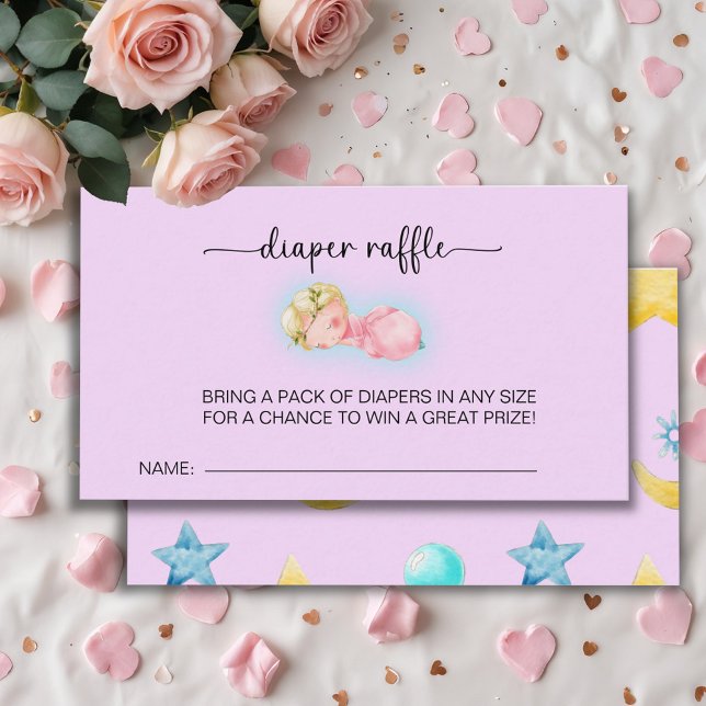 Tarjeta De Recepción Dulce Niña Pequeña Baby Shower rifa de pañales (Subido por el creador)