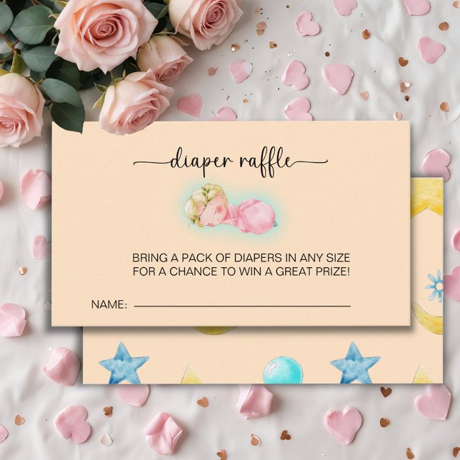 Tarjeta De Recepción Dulce Niña Pequeña Baby Shower rifa de pañales (Subido por el creador)