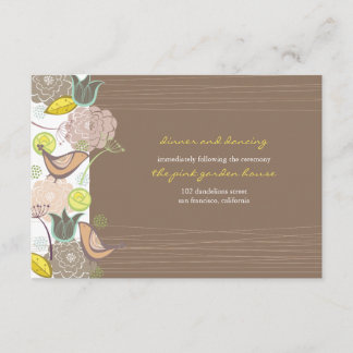 Tarjeta De Recepción Dulce Pájaros Rosa Floral Jardín Acogida C