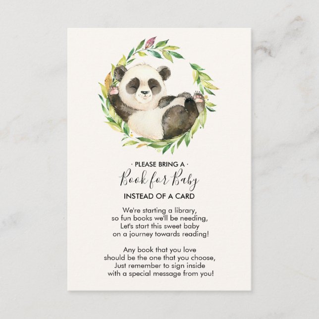 Tarjeta De Recepción Dulce Panda Baby Shower Book for Baby Card (Anverso)