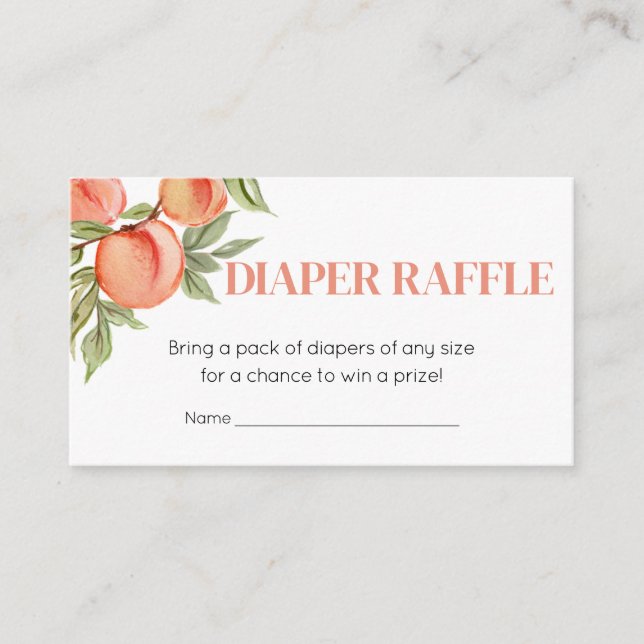Tarjeta De Recepción Dulce Peach Baby Shower Diaper Raffle (Anverso)