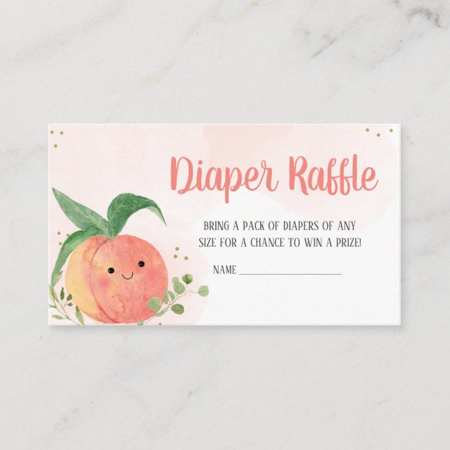 Tarjeta De Recepción Dulce Peach Baby Shower Diaper Raffle (Anverso)