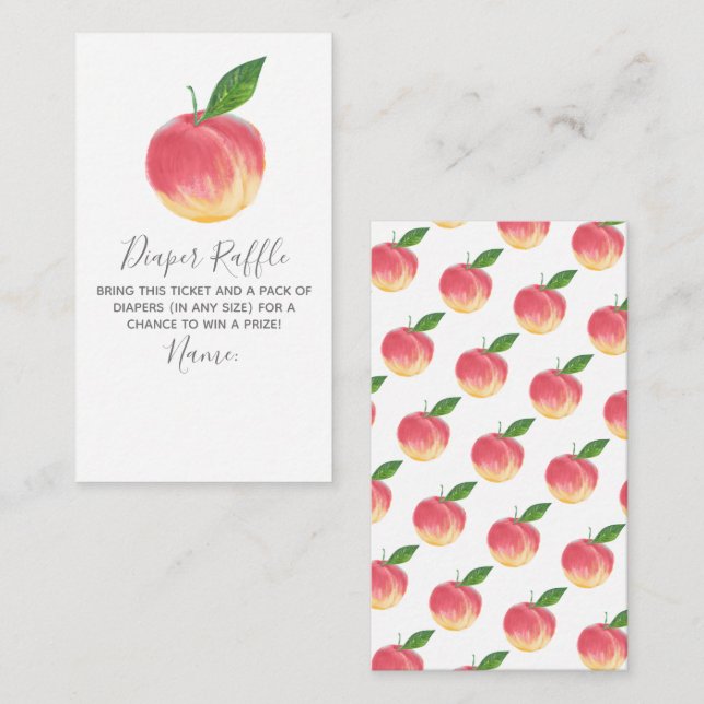 Tarjeta De Recepción Dulce Peach Baby Shower Diaper Raffle (Anverso / Reverso)