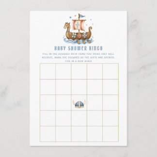 Tarjeta De Recepción Dulce Pequeño Vikingo | Juego de Bingo para Baby S