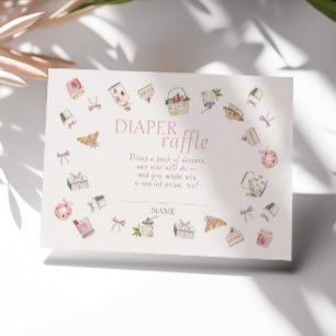 Tarjeta De Recepción Dulce postre de fresa Baby Shower Rifa de pañales