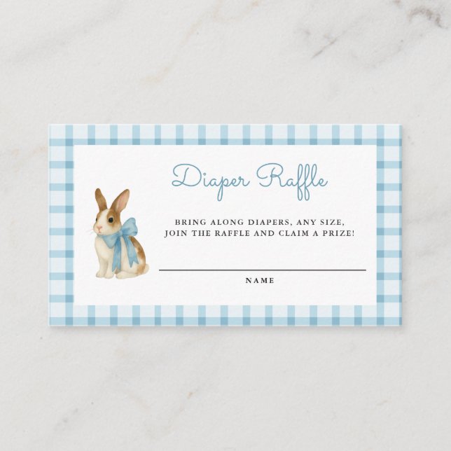 Tarjeta De Recepción Dulce rifa de pañales para baby shower de conejito (Anverso)