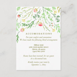 Tarjeta De Recepción Dulce romántico | Alojamiento Boda Floral