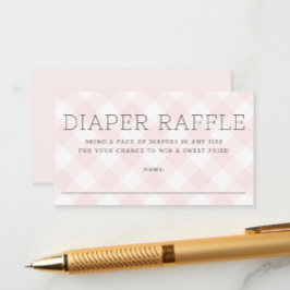Tarjeta De Recepción Dulce Rosa Gingham Diaper Raffle Chica Baby Shower