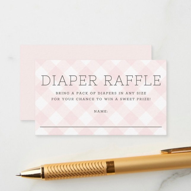 Tarjeta De Recepción Dulce Rosa Gingham Diaper Raffle Chica Baby Shower (Subido por el creador)