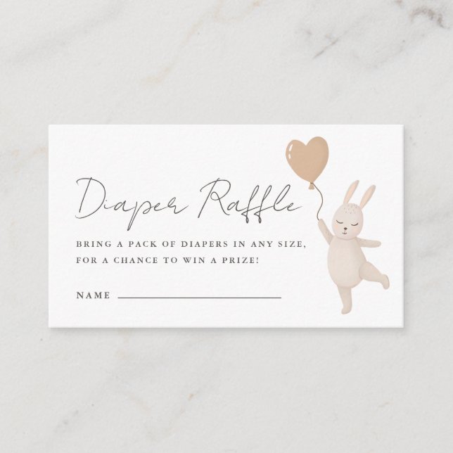 Tarjeta De Recepción Dulce Rubor Bunny Baby Shower Diaper Raffle (Anverso)
