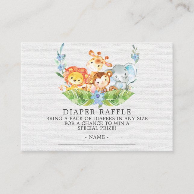 Tarjeta De Recepción Dulce Safari Baby Shower Diaper Raffle Ticket (Anverso)