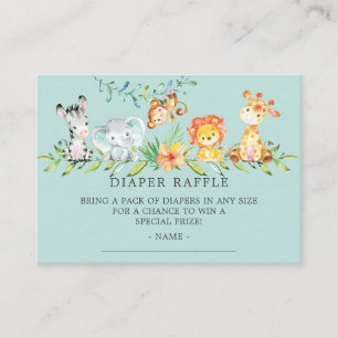 Tarjeta De Recepción Dulce Safari Baby Shower Diaper Raffle Ticket