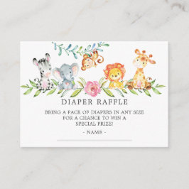 Tarjeta De Recepción Dulce Safari Baby Shower Diaper Raffle Ticket
