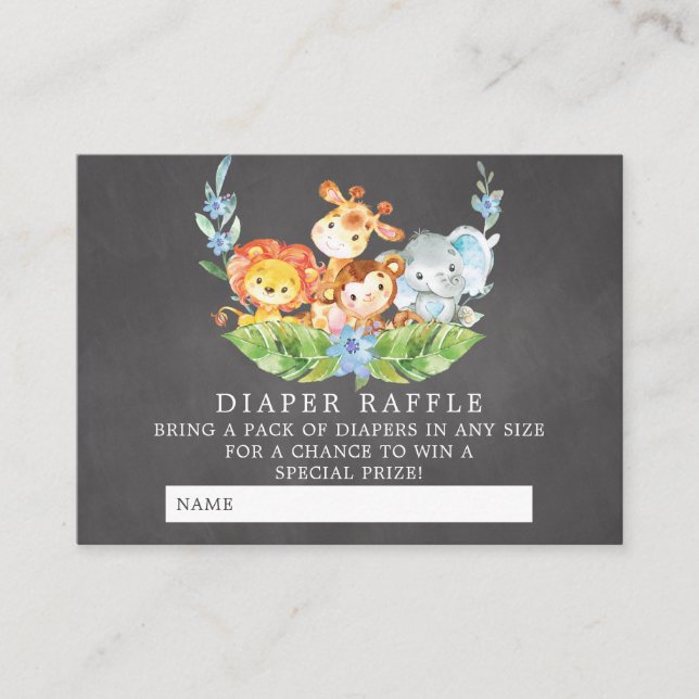 Tarjeta De Recepción Dulce Safari Baby Shower Diaper Raffle Ticket (Anverso)