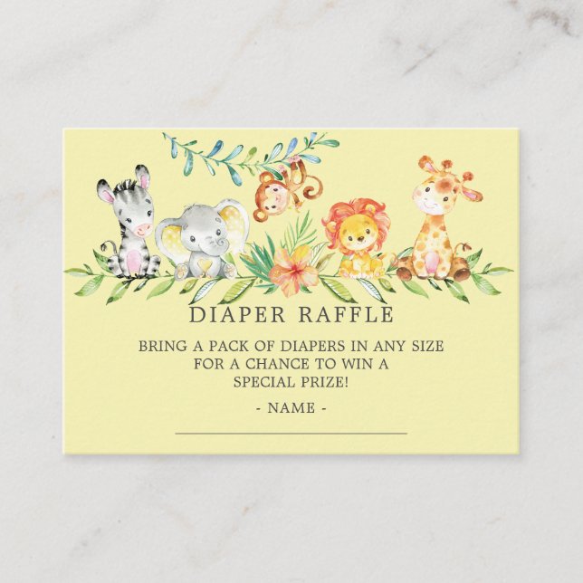 Tarjeta De Recepción Dulce Safari Baby Shower Diaper Raffle Ticket (Anverso)