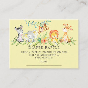 Tarjeta De Recepción Dulce Safari Baby Shower Diaper Raffle Ticket