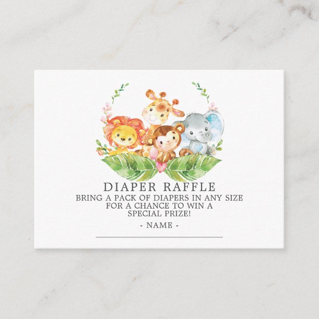 Tarjeta De Recepción Dulce Safari Baby Shower Diaper Raffle Ticket (Anverso)