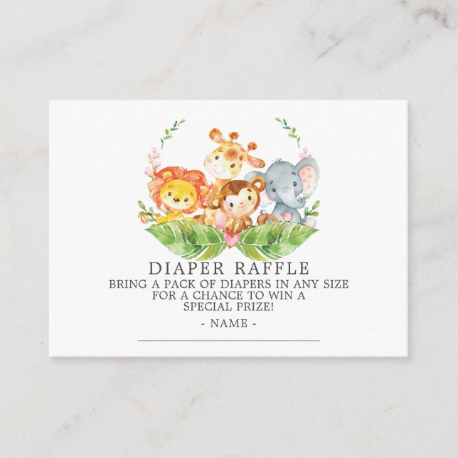 Tarjeta De Recepción Dulce Safari Baby Shower Diaper Raffle Ticket (Anverso)