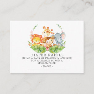 Tarjeta De Recepción Dulce Safari Baby Shower Diaper Raffle Ticket