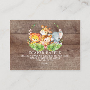 Tarjeta De Recepción Dulce Safari Baby Shower Diaper Raffle Ticket