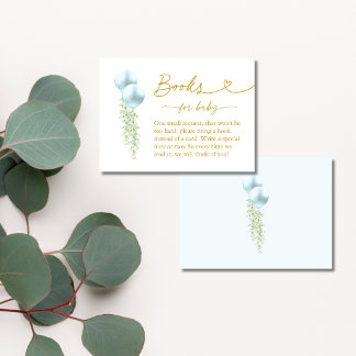 Tarjeta De Recepción Dulce Shower de Globos Azules con Libro para el Be