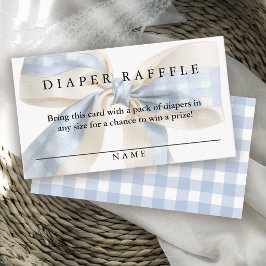 Tarjeta De Recepción Dulce sorteo de pañales con lazo de gingham azul p