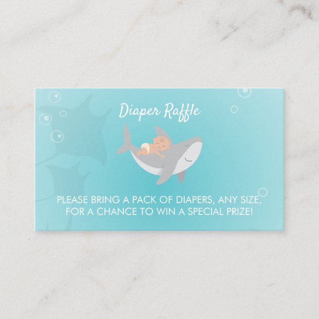 Tarjeta De Recepción Dulce tiburón Baby Shower Diaper Raffle (Anverso)