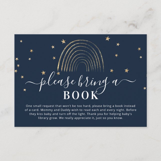 Tarjeta De Recepción Dulce Trae un Libro Arcoíris y Estrellas de Oro Ba (Anverso)