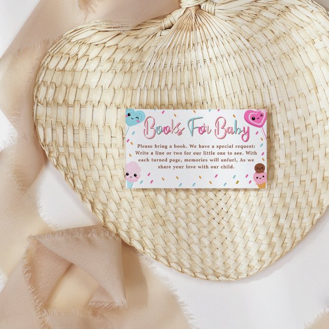 Tarjeta De Recepción Dulce Vela Libros De Donut Para Baby Shower (Sweet Candy Sprinkles Donut Books For Baby Shower Enclosure Card)
