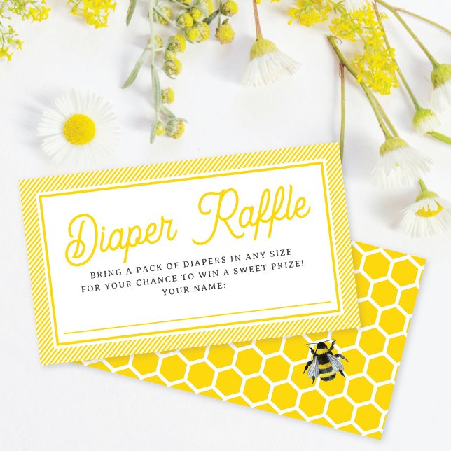 Tarjeta De Recepción Dulce Vintage Bumblebee Diaper Raffle Baby Shower (Subido por el creador)