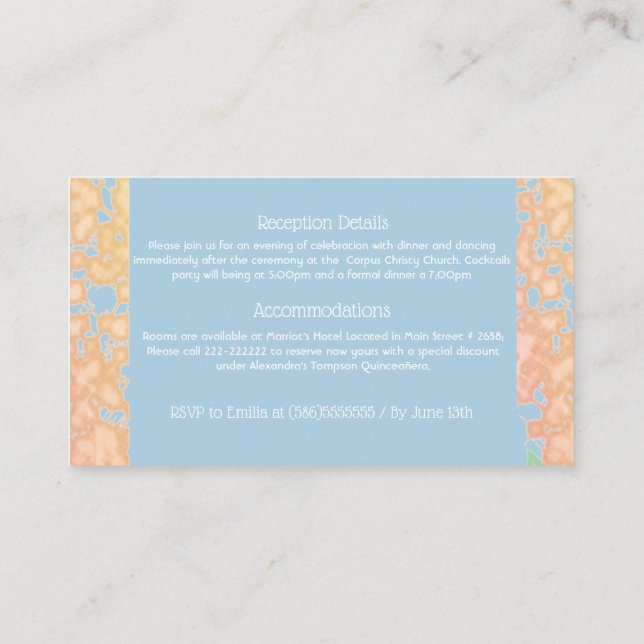 Tarjeta De Recepción Dulce y dieciséis Princesa de Fairytale Español (Reverso)