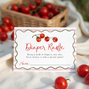 Tarjeta De Recepción Dulce y Pequeño Bebe Tomate: Sorteo de Pañales par