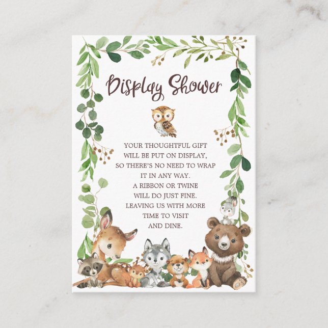Tarjeta De Recepción Dulces animales de Woodland Ducha de visualización (Anverso)