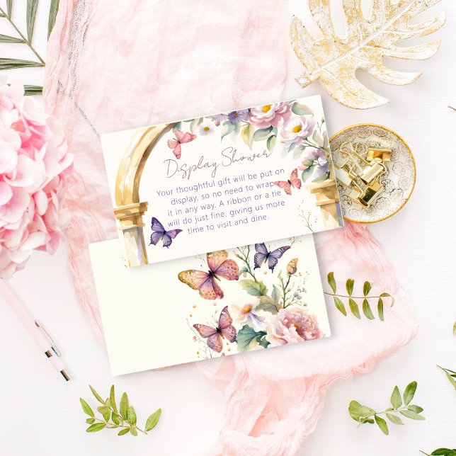 Tarjeta De Recepción Duración de la ducha con motivos florales Butterfl (Lifetime of Butterflies floral display shower Enclosure Card)