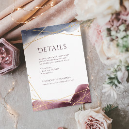 Tarjeta De Recepción Dusk Watercolor Geométrico Moderno Boda detalles