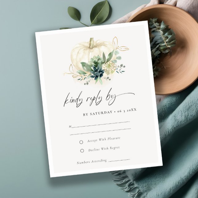 Tarjeta De Recepción Dusky Blue Green Succulum Bompkin Boda RSVP (Subido por el creador)