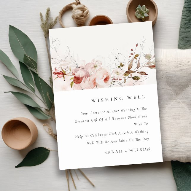 Tarjeta De Recepción Dusky Fall Marsala Boda Floral Desear Bien (Subido por el creador)