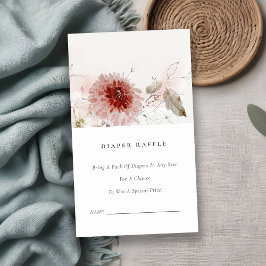 Tarjeta De Recepción Dusky Fall Marsala Flora Diaper Raffle Baby Shower