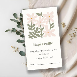 Tarjeta De Recepción Dusky Rubor Retro Floral Diaper Raffle Baby Shower