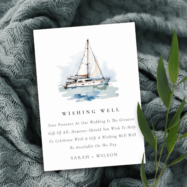 Tarjeta De Recepción Dusky Sailboat Yacht Seascape Boda Desear Bien (Subido por el creador)