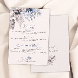 Tarjeta De Recepción Duste azul beige floral detalles de la boda elegan